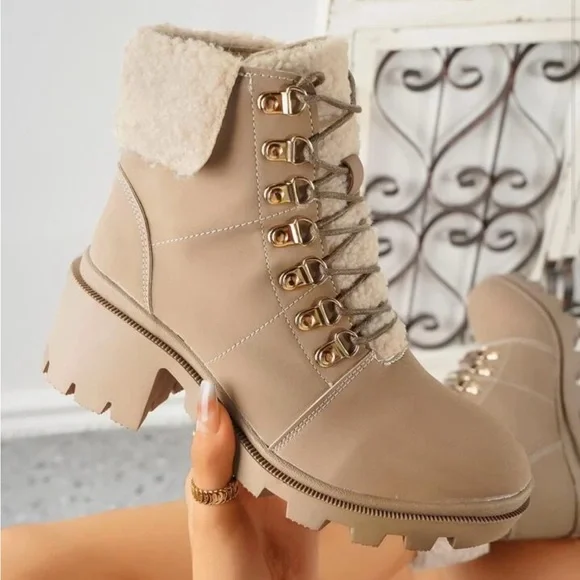 SHEIN Shoes Beige Winter Ankle Boots Poshmark